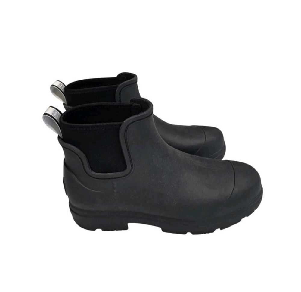 UGG Women's 9 Droplet Black Waterproof Chelsea Rain Boots Rubber UGGS